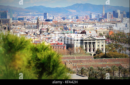 Panoramablick Luftaufnahme der Stadt Barcelona, Katalonien, Spanien Stockfoto