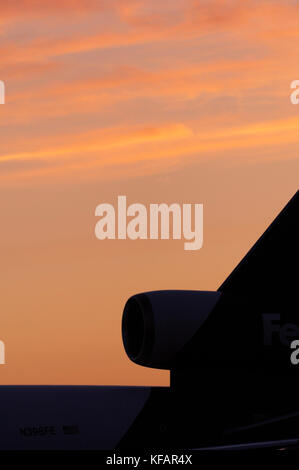 Motor - Aufnahme von einer Fedex McDonnell Douglas MD-10-10 F Stockfoto