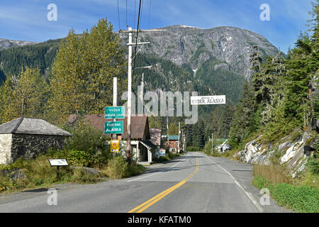 Hyder, Alaska, USA, Internationale Grenze, Grenze, Kanada, Stockfoto