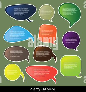 Sammlung von bunten Rede und Gedankenblasen, Textfelder - vektor design Stock Vektor