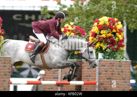 Die Nationalen, Spruce Meadows Juni 2002, Nick Skelton (GBR), Russel Stockfoto