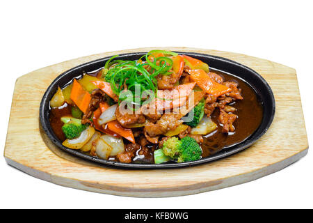 Koreanische Fleisch auf einem hölzernen Schneidebrett Stockfoto