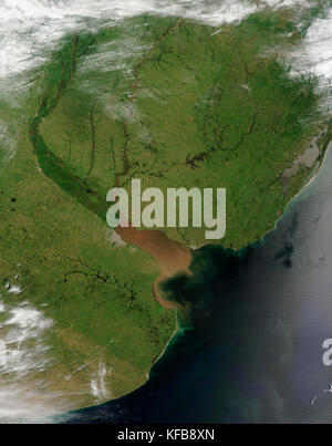 Argentinien (links), Uruguay (Mitte), und im südlichen Brasilien (oben rechts). Stockfoto