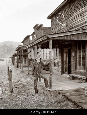 Usa, Wyoming, Portrait von Bob Edgar der Gründer von Old Trail Town, Cody (b&w) Stockfoto