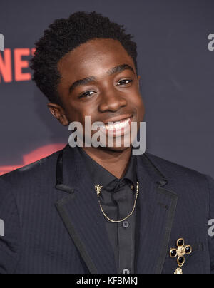 Westwood, Kalifornien, USA. Oktober 2017. Caleb McLaughlin kommt für die Netflix „Stranger Things“ 2 Premiere im Village Theater an. Quelle: Lisa O'Connor/ZUMA Wire/Alamy Live News Stockfoto