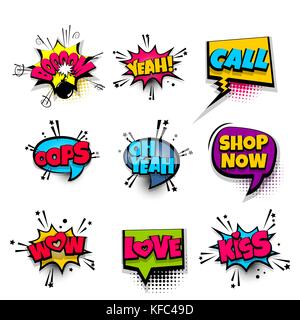 Pop Art phrase Comic Text festlegen Stock Vektor