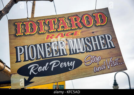 Usa, Alaska, Anchorage, Iditarod Musher, Rod Perry, lief in den ersten Iditarod, das Iditarod ist einer der weltgrößten Schlitten-hunderennen Stockfoto