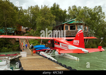 Usa, Alaska, redoute Bay, Big River Lake, Ankunft auf dem Wasserflugzeug bay redoubt Lodge Stockfoto