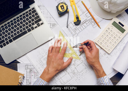 Architekten arbeiten an architektonischen Projekt Stockfoto