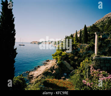 Kroatien, Dalmatinische Küste, Dubrovnik, hohe Betrachtungswinkel und der dalmatinischen Küste Stockfoto