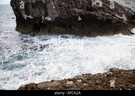 EXUMA, Bahamas. Rachel's Schaumbad, ein Schwimmbad auf Kompass Cay. Stockfoto