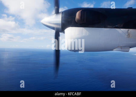 Französisch Polynesien, Blick aus dem Flugzeug während über Französisch Polynesien fliegen. Stockfoto