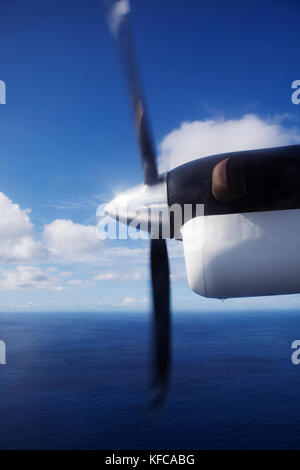 Französisch Polynesien, Blick aus dem Flugzeug während über Französisch Polynesien fliegen. Stockfoto