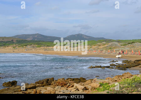 Blick auf den Strand von Porto Ferro, Sardinien, Italien Stockfoto