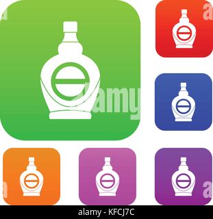 Ahornsirup in Glas Flasche Set Color Collection Stock Vektor