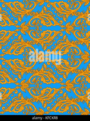 Vector Illustration von Vintage victorian Prunkvoll verzierte Tapete mit Folk hellen Hintergrund ornament Stock Vektor