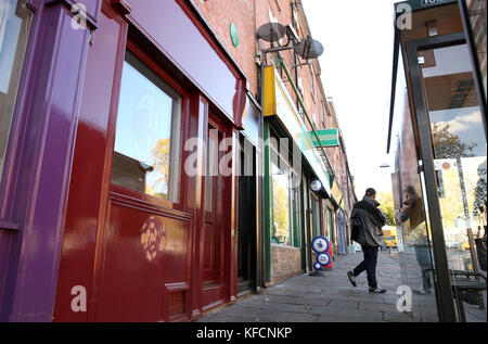 Eine Gedenktafel gewidmet kilpin an Herbert, der Gründer des AC Mailand, 191 Mansfield Road (einer ehemaligen Metzgerei) in Nottingham. Stockfoto