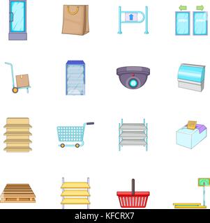 Supermarkt Symbole, Cartoon Stil Stock Vektor
