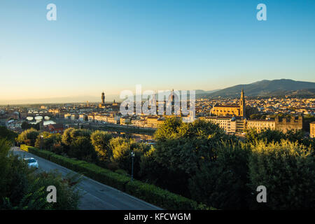 Florenz, Italien - Oktober 2017. Blick auf die Stadt Florenz von Michel Angelo Square auf dem Hügel. Stockfoto