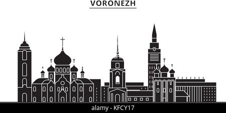 Russland, woronesch Architektur städtischen Skyline mit Sehenswürdigkeiten, Stadt, Gebäude, Häuser, Landschaft, Stadt, Vektor bearbeitet werden Anschläge Stock Vektor