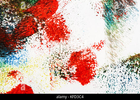 Makroaufnahme der abstrakte Acryl Kunst Hintergrund. multi Farbe Licht und helle Textur. Fragment von Kunstwerken. Flecken der Acrylfarbe. Stockfoto