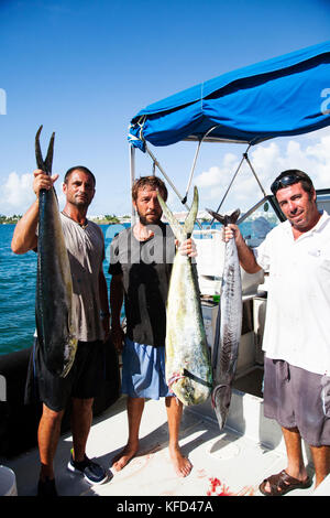 BERMUDA. Die lokalen Fischer mit Mahi Mahi und König Makrele posieren. Stockfoto