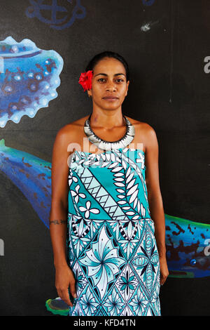 Französisch Polynesien, Tahiti. Studenten in den Mittelpunkt des Metiers D'Art in Papeete. Stockfoto