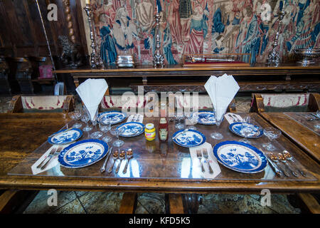 Speisesaal des Hearst Castle, Big Sur, Kalifornien, USA Stockfoto