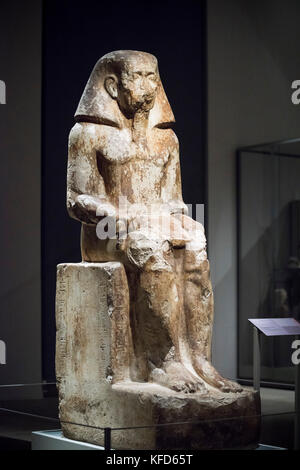Turin. Italien. Ägyptische Statue von Gouverneur Wahka, Sohn des Neferhotep. Reich der Mitte, Anfang des 13. Dynastie (Ca. 1760 B.C) Museo Egizio (Ägyptisches Museum). Stockfoto