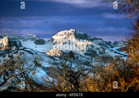 Usa, Nevada, am frühen Morgen einen Blick auf die Ruby Mountains im Great Basin, Elko County, Lamoille Canyon Stockfoto