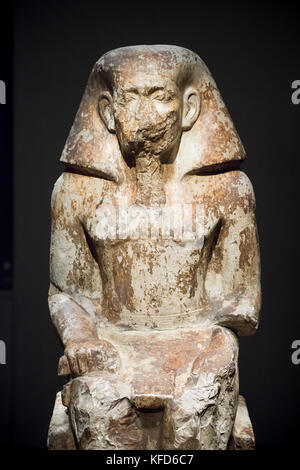 Turin. Italien. Ägyptische Statue von Gouverneur Wahka, Sohn des Neferhotep. Reich der Mitte, Anfang des 13. Dynastie (Ca. 1760 B.C) Museo Egizio (Ägyptisches Museum). Stockfoto
