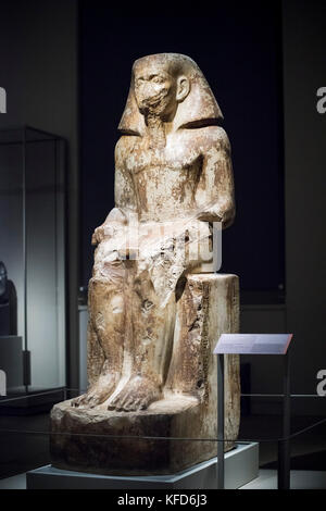 Turin. Italien. Ägyptische Statue von Gouverneur Wahka, Sohn des Neferhotep. Reich der Mitte, Anfang des 13. Dynastie (Ca. 1760 B.C) Museo Egizio (Ägyptisches Museum). Stockfoto