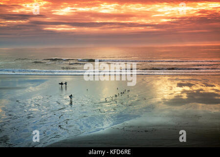 USA, Oregon, Indian Beach. Vom Ecola State Park führt euch ein 3 km langer Weg zu den atemberaubenden Ausblicken und Sandstränden von Indian Beach Stockfoto