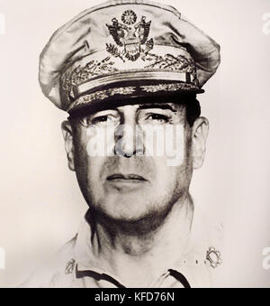 US-General Douglas MacArthur Weltkrieg II (Douglas MacArthur 1880 - 1964 war eine amerikanische 5-Sterne General und Feldmarschall der philippinischen Armee. Er war Chef des Stabes der United States Army während der 1930er und spielte eine bedeutende Rolle im Pazifik während des Zweiten Weltkrieges. ) Stockfoto