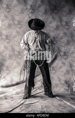 USA, Oregon, Enterprise, Porträt von Cowboy Cody Ross auf der Snyder Ranch zwischen Enterprise und Joseph im Nordosten von Oregon Stockfoto