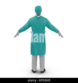 Chirurg Kleid weiß, 3D-Illustration isoliert Stockfoto