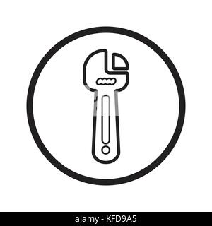 Linearer Schlüssel icon Reparatur, fix Tools iconic Symbol in einem Kreis, auf weißem Hintergrund. Vektor ein futuristisches Design. Stock Vektor