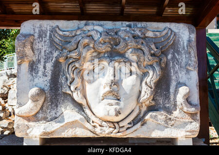 Kopf der Medusa, Fragment der Freeze, 2. An der Apollo Tempel in didym, tukey. Stockfoto