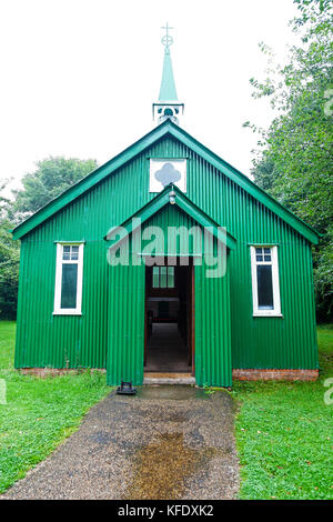 Die Mission Church, ein Blechtabernakel der 'Tin Church', wurde aus Bringsty Common im Avoncroft Museum of Buildings, Worcestershire, England, Großbritannien verlegt Stockfoto