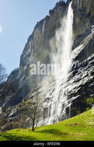 Staubbach Wasserfall in Lauterbrunnen, Schweiz Stockfoto