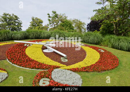 Uhr Blume des Jardin Anglais land Mark in Genf in der Schweiz Stockfoto