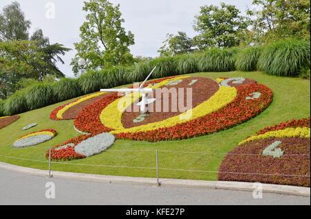 Uhr Blume des Jardin Anglais land Mark in Genf in der Schweiz Stockfoto