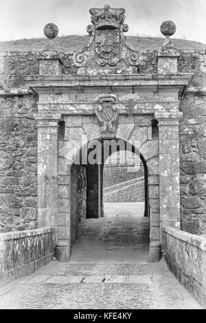 Fortaleza von valenca, markieren Sie entlang des Camino de Santiago Trail, Portugal Stockfoto