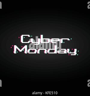 Hintergrund mit glitched anaglyph Pixel-art Warenkorb und cy Stock Vektor