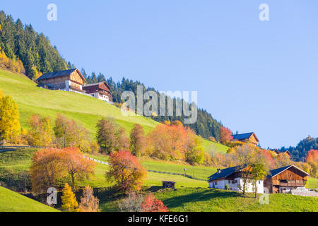 Herbst in den italienischen Dolomiten Alpen, Villnösser Tal, Trentino Alto Adige, Italien Stockfoto