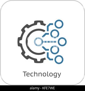 Technologie-Symbol. Getriebe und Elektronik. Digitale Fabrik Symbol. Stock Vektor