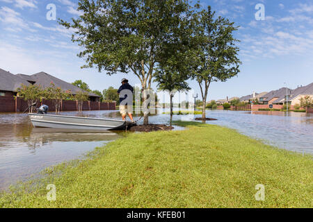Häuser in Houston Vorort überschwemmt von Hurrikan Harvey 2017 Stockfoto