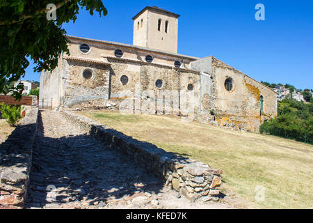 Das Chateau de Saissac, eine Burgruine und eine der sogenannten Katharer Burgen, nordwestlich von Carcassonne, Frankreich Stockfoto