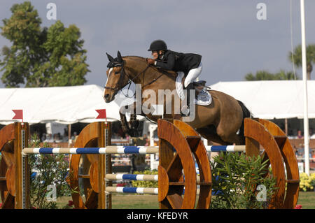 Anne Kursinski (USA), Lorenzo, CSI-W Wellington, im Februar 2007, Bainbridge Leerlauf Würfel Classic, CSI-W Stockfoto