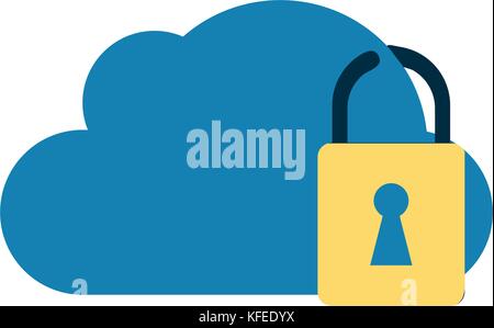 Cloud Storage mit Sicherheitsschloss icon image Stock Vektor